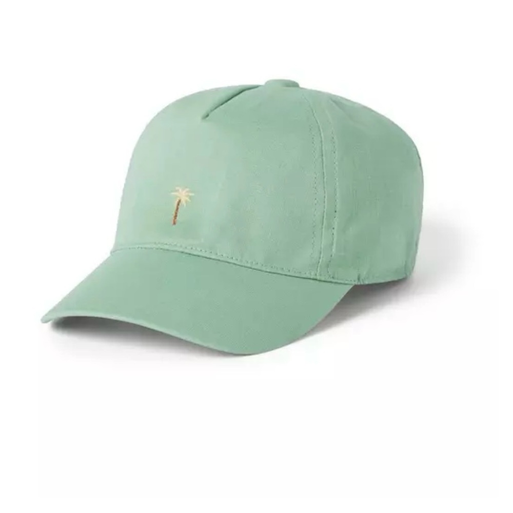 Janie and Jack Baby Embroidered Palm Green Linen/Cotton Cap NWT 6-12 months